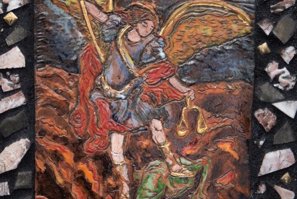 St. Michael the Archangel in Battle Retablo - Image 2