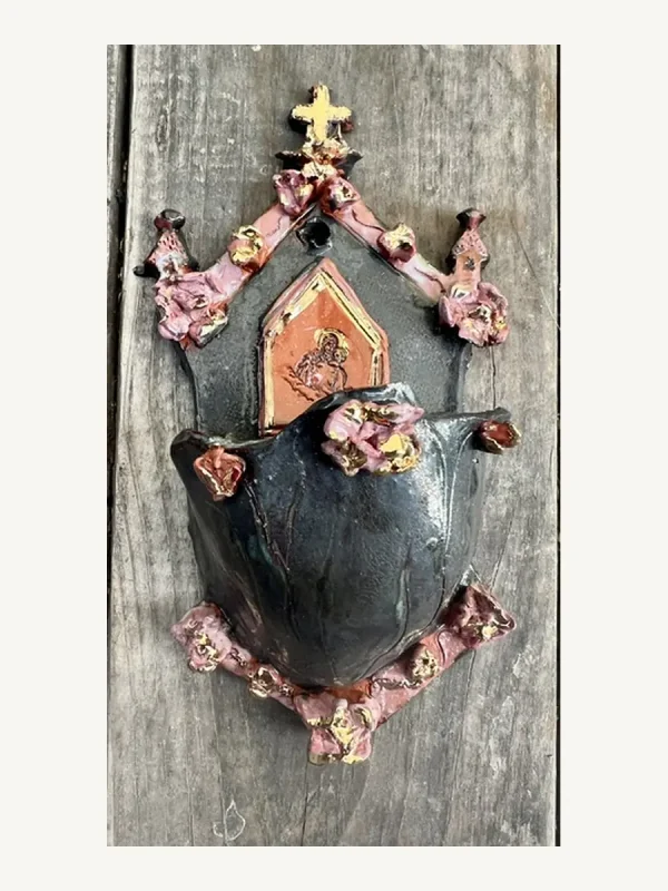 Our Lady of Schoenstadt - rose castle holy water font