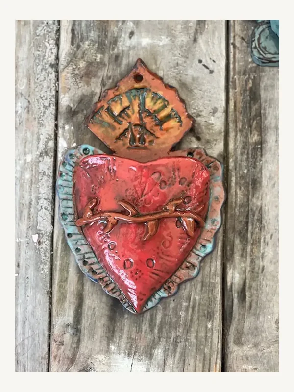 Rustic Sacred Heart holy water font