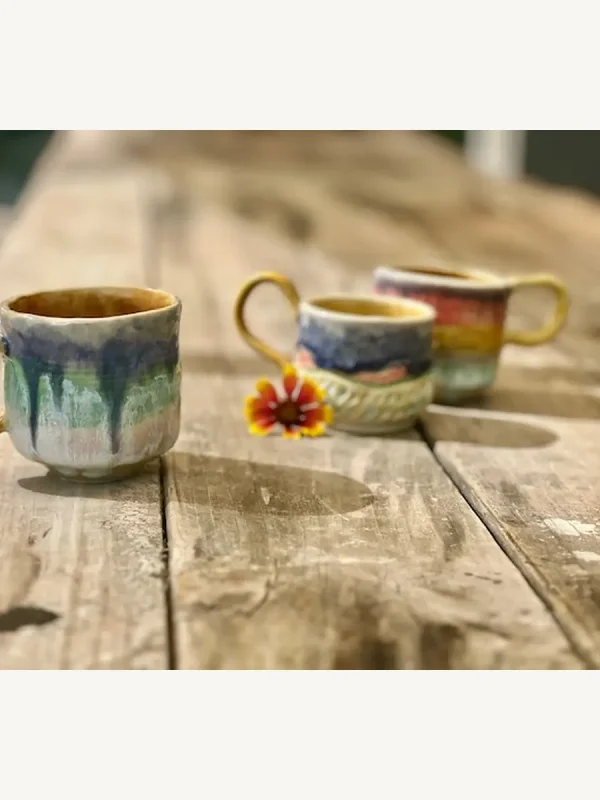 Sunrise carved tea cup